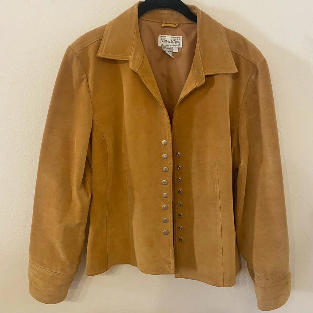 Tan 100% Leather Shell Jacket sz L - Picture 1 of 4